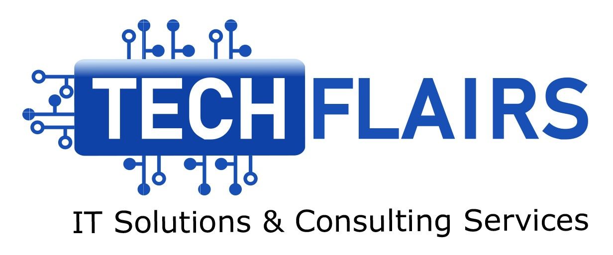 A blue and white logo for tech flair